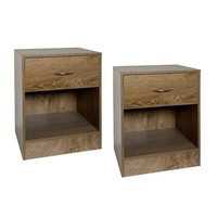 Nachtschrank 2Er Set Thekla Eiche Nachttisch Nachtkommode Hti-Living