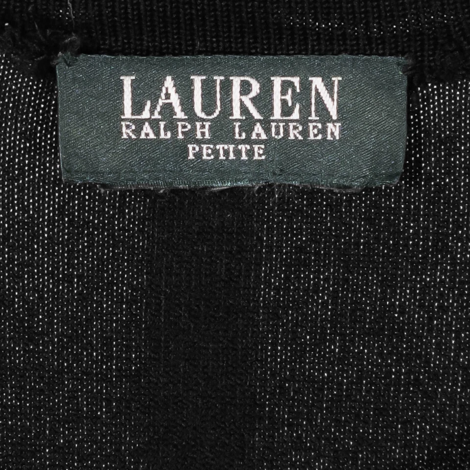 Cárdigan vintage Ralph Lauren para mujer negro blanco lunares mezcla seda suéter PL Foto 3 de 4