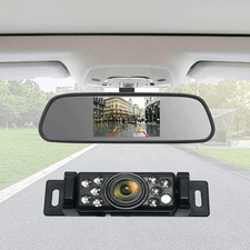 Car Backup Camera Rear View Parking System 4.3" Mirror Monitor with Car Charger