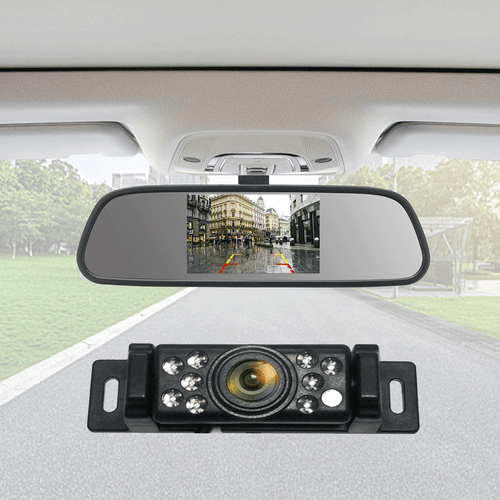 Car Backup Camera Rear View Parking System 4.3" Mirror Monitor with Car Charger - Picture 1 of 12