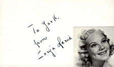 Sonja Henie Signed Auto 3x5 Index Card Sun Valley Serenade