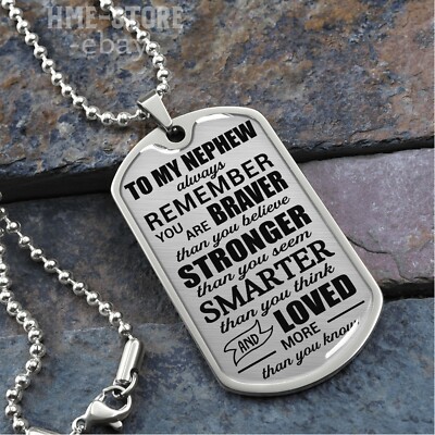 To My Nephew Dog Tag Necklace Believe Confident Inspirational Gift for Nephew