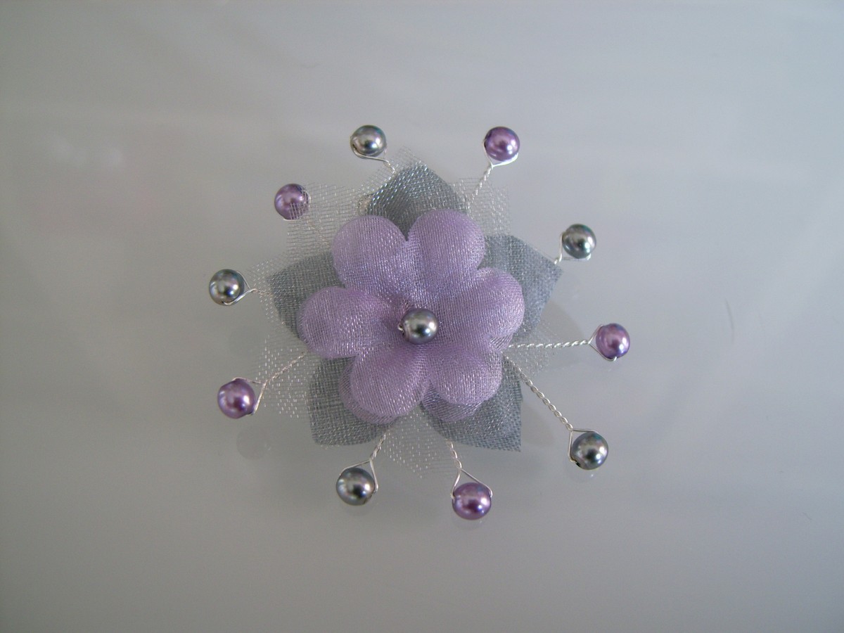 Barrette/pince à Cheveux Fleur Lavande - Pour Mariée Enfant, Cérémonie - Neuf Avec étiquettes