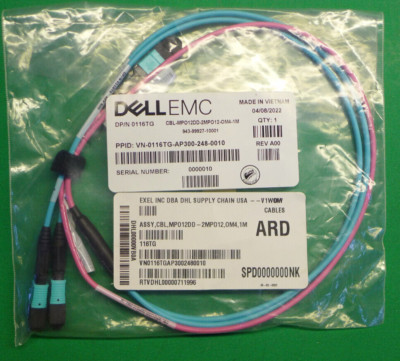 NEW Dell EMC Cable Assembly CBL-MPO12DD-2MPO12-OM4-1M 116TG