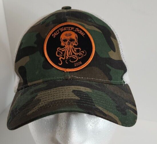 Mens Salt Water Soul Snap Back Baseball Hat Camoflage and Mesh