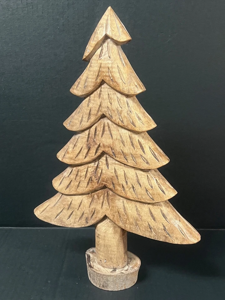 CARVED WOOD PAPER MACHE MOLD/SCULPTURE OF CHRISTMAS TREE #C173 - Image 3 of 4