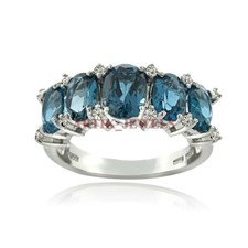 Natural London Blue Topaz Gemstone with 925 Sterling Silver Ring for Women 3296