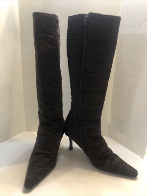 Costa Blanca Women s  Sz 6.5 Sexy  Heel Boots Brown   Satin Made In Spain