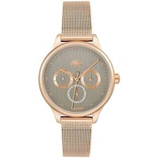 Lacoste Watch 2001205 Birdie Rose Gold Gray Women's Mesh Band