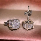 1Ct Lab-Created Diamond Cluster Halo Stud Earrings 14K White Gold Plated