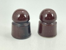 Vintage Antique 2pc Lot Dark Brown Ceramic In...