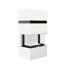 Hitze TRINITY 80x35x53.G TRI BOX Kamineinsatz mit Kaminumbau in weiss +BImSCH II