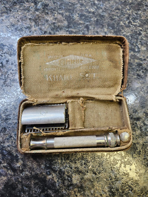 Vintage Gillette Razor Khaki Set *Rough Shape*