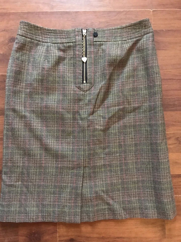 Falda Luella 100% Verde Lana Tweed Totalmente Forrada Talla UK 10 Foto 4 de 4