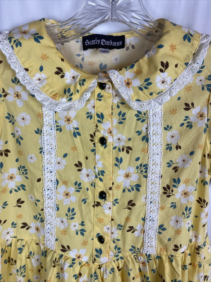 Scarlet Darkness Pioneer Prairie Cottagecore Shabby Chic Dress Size 10 Y Floral - Image 2 of 4