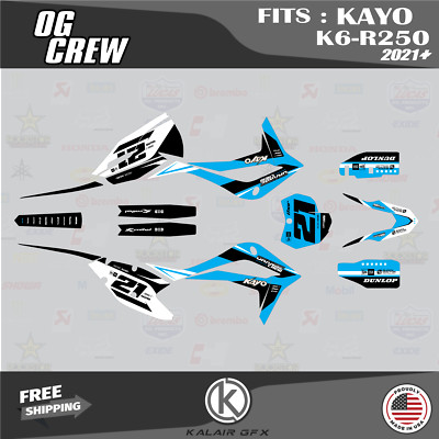 Graphics Kit for KAYO K6-R 250 Dirt Bike (2021+) Og-crew Series - Cyan