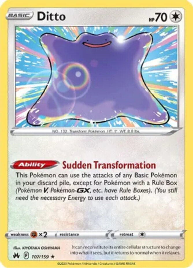 Pokemon - Ditto 107/159 - Crown Zenith - Reverse Foil Card