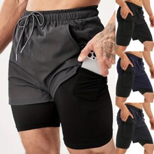 Men 2 in 1 Running Shorts Quick Dry Workout Shorts with Pockets Athletic Shorts