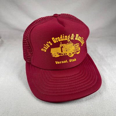 Dales Grading & Hauling Hat Men OS Red Trucker Cap Mesh Back Vernal Utah