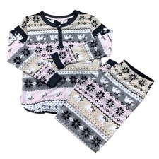 Secret Treasures Womens Pajama Set M 8-10 Polar Bear Snowflake Long Sleeve