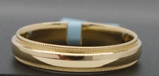 14K Solid yellow Gold comfort fit Wedding Band Milgrain Edge Ring 4mm All Sizes