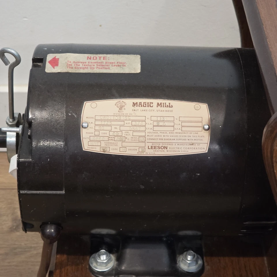Vintage Magic Mill 3/4-HP Electric Stone Wheat Grain Flour Grinder Leeson A76 C - Image 4 of 4