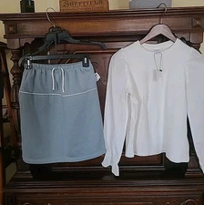 ZARA Nwt Girls 2Pc Size 13-14Y Blue Knit Soft Lounge Set Top Skirt New