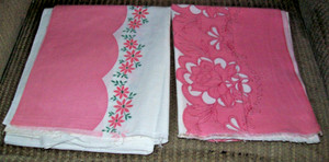 Vtg Feed Sack Fabric Lot of 4 1930's-1950's -37" x 40"-Border print