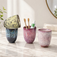 Ceramic Toothbrush Holder Marbled Bathroom Tumbler Vanity Cup Organizer