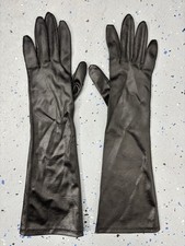 Vintage Van Raalte Opera Gloves 15" Shiny Black Nylon Glam Goth Regency Formal