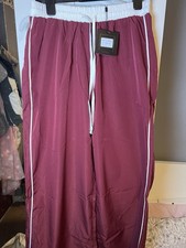 Wine Red And White Track Pants- Size M