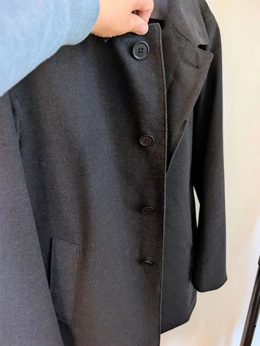 John Varvatos Single Breasted Wool Blend Trench Coat Mens 42R Navy Old Money image 5