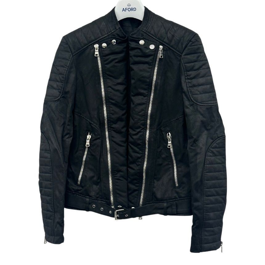 BALMAIN レザージャケット LL 黒 Balmain Zipper Detail Leather Jacket ETA122364 123536952 | eBay