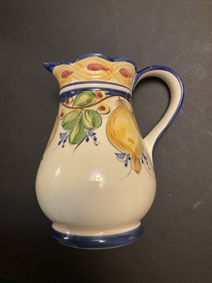 Vintage Peint A La Main Jay Wilfred  Lemon Tree  Ceramic Pitcher