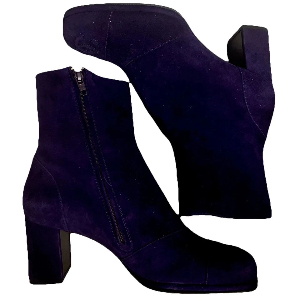 香奈儿紫色靴子! 设计师麂皮绒/牛皮新款踝鞋,罕见 36.5 法国  — 第 3/4 张图片