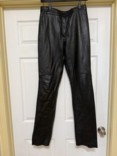 Wilsons Leather Maxima Womens Sz 8 Black Leather Pants Unhemmed