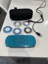 Sony PSP 3000 Vibrant Blue Handheld System with charger, new battery, case and g