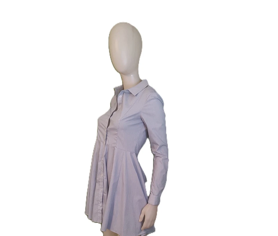 Vestido camisero de algodón manga larga a rayas azul/blanco BCBGeneration-0 Foto 3 de 4