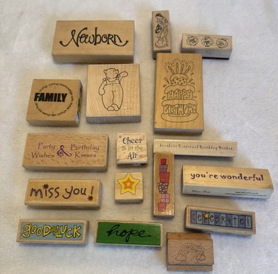 Auf Holz montierte Bastelstempel x 17 enthält Hampton Art Flüstern Worte Kolette Hall