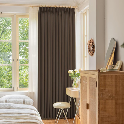 Chocolate Blackout Pinch Pleat Curtain 52'' W x 108'' L with Tieback