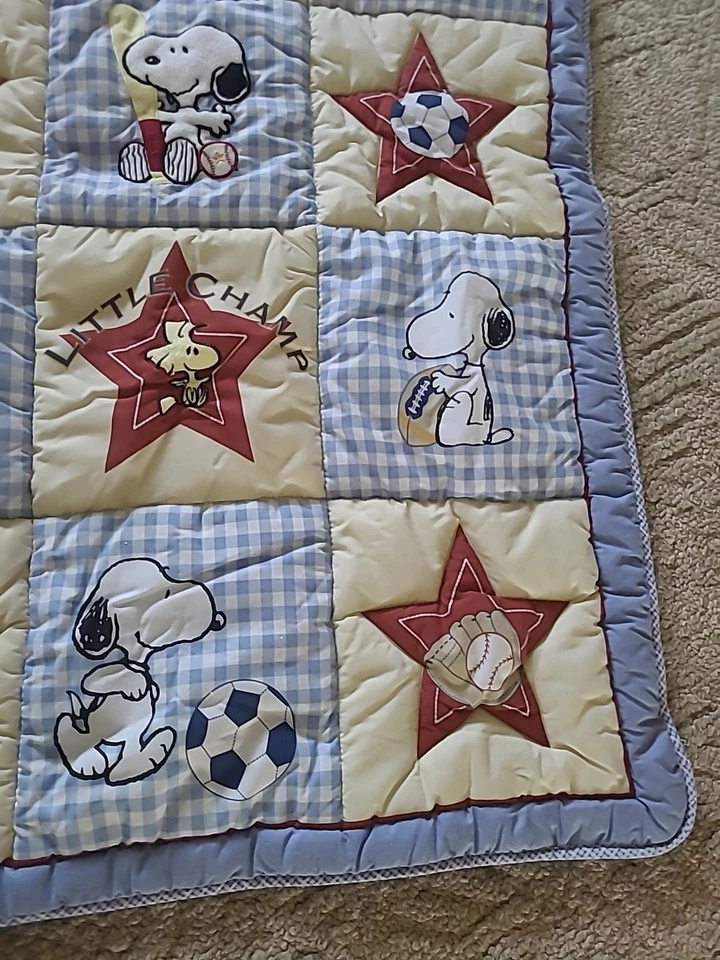 Edredón de cama para bebé Snoopy Little Champ Sports Star Peanuts Woodstock  Foto 3 de 4
