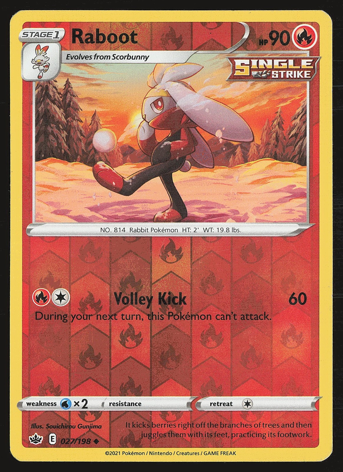 SWSH06: Chilling Reign Raboot #027/198 Reverse Holo Pokemon Card