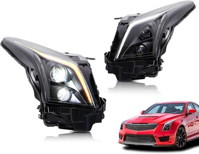 For Cadillac ATS ATS-V LED Projector Headlights Pair 2013-2019 Sequential Turn