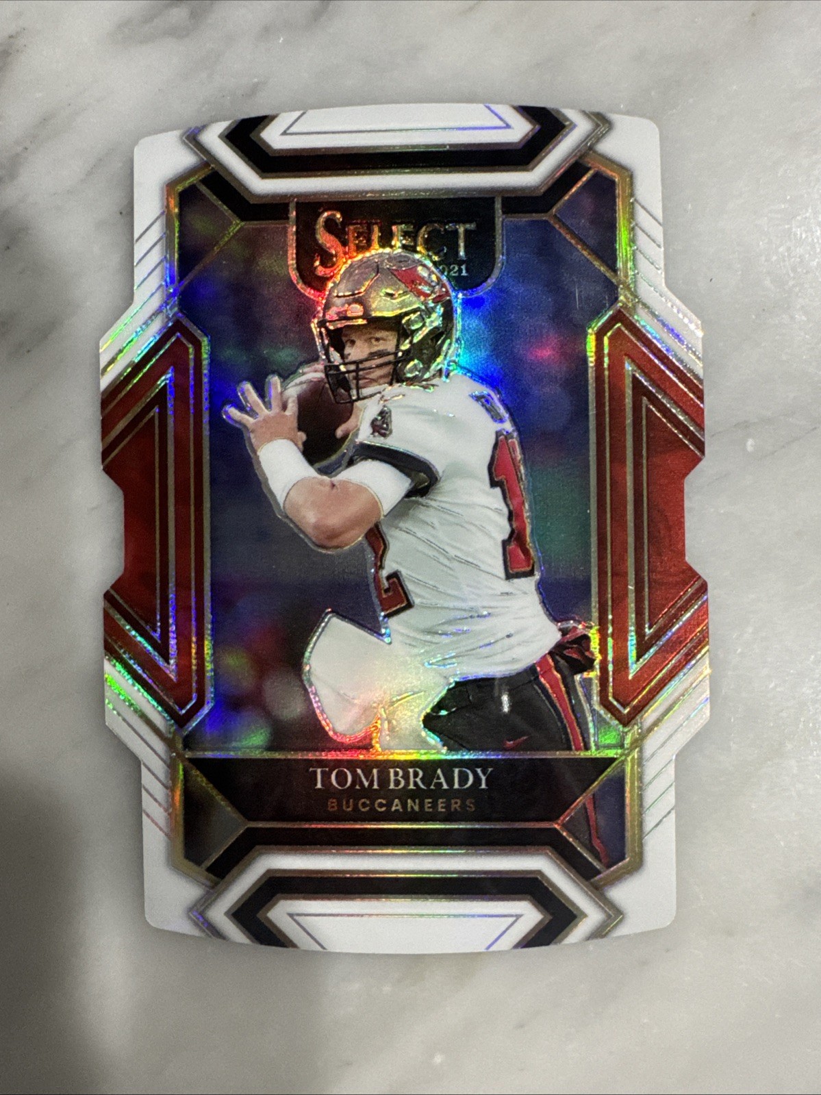 2021 Panini Select - Club Level Tom Brady #201 White Prizm Die-Cut /99