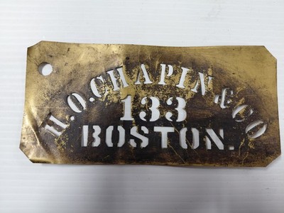 Antique Brass merchant Crate Stencil H.O. CHAPIN & Co. 133 Boston 1890 s