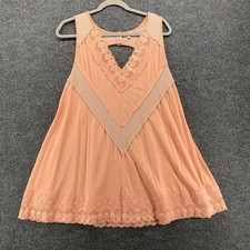 POL Blouse Top Small Coral Tunic Embroidered V-Neck Boho Western Peasant Beachy