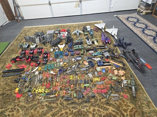 VINTAGE GI JOE ARAH 1980'S VEHICLES ACCESSORIES LOT HUGE..RATTLER RAVEN HQ PARTS