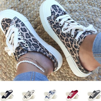 Women Canvas Mules Sneakers Backless Slipper Canvas Casual Flats Shoes
