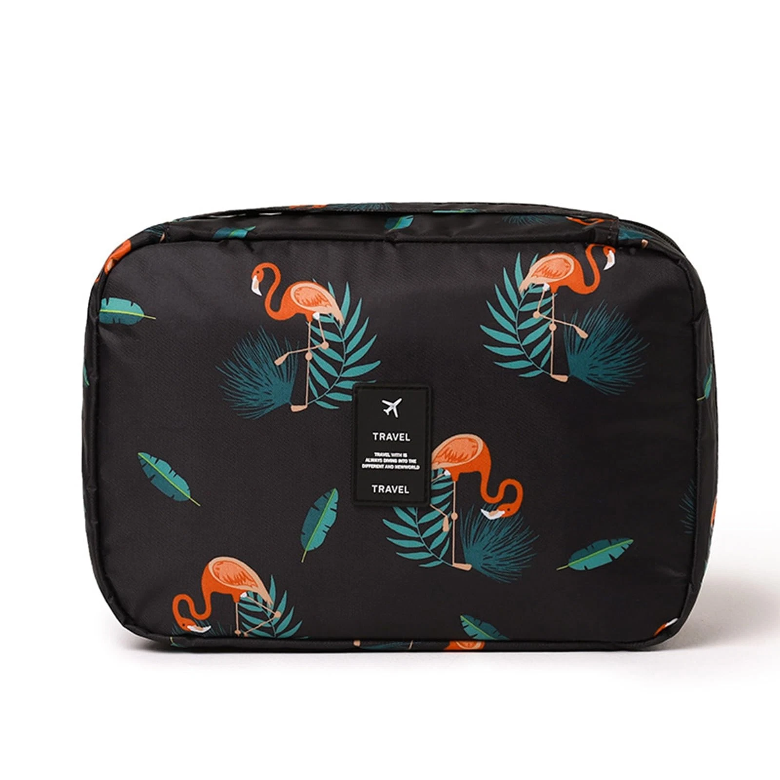 Portable Travel Toiletry Bag Cosmetic Makeup Pouch Trifold Black Plus Size