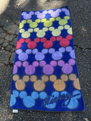 Vintage 90s Mickey Unlimited Mickey Mouse Beach Bath Towel Franco Fabric 53x27